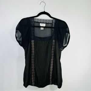 MSSP Max Studio Vintage Retro Sheer Lace Romantic Goth 90's Y2K Witchy Top Sz M